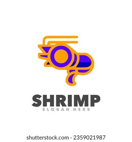 Shrimp line art color logo modern