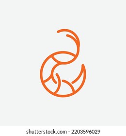 Shrimp Line Art Logo Design