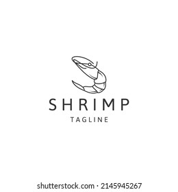 Shrimp line art logo icon design template