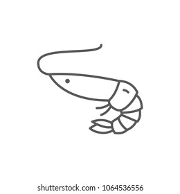 Shrimp line editable pixel perfect icon isolated on white background. Outline sea and ocean wildlife underwater animal or seafood simple silhouette, vector illustration.