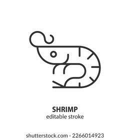 Shrimp line icon. Seafood outline vector sign. Editable stroke.