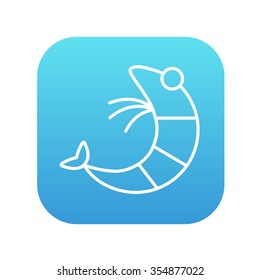 Shrimp line icon for web, mobile and infographics. Vector white icon on the blue gradient square with rounded corners isolated on white background.