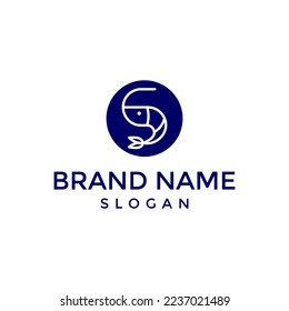 shrimp line logo design vector  template