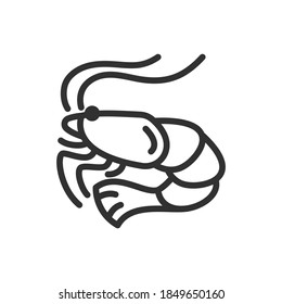 shrimp, linear icon. Editable stroke