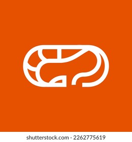 shrimp or lobster simple line icon logo vector design, modern logo pictogram design of sea food in abstract outline logo
