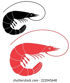 Shrimp logo. Abstract shrimp on white background prawns