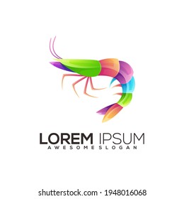 Diseños de vectores de gradiente coloridos con el logotipo de camarón