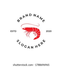 Shrimp logo concept. Food, seafood or restaurant design template. Vector illustration