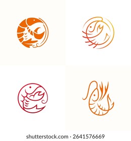 shrimp logo as a delicious and tasty food, line style