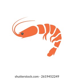 Shrimp logo design. Shrimp silhouette isolated on white background. Prawns seafood