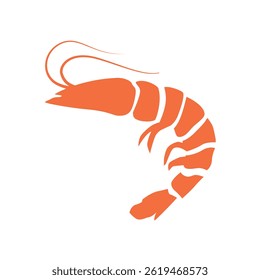 Shrimp logo design. Shrimp silhouette isolated on white background. Prawns seafood