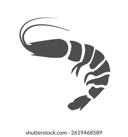 Shrimp logo design. Shrimp silhouette isolated on white background. Prawns seafood