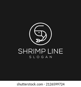  shrimp logo design. Vector illustration of sea shrimp line art design.