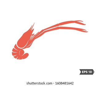 Shrimp logo design Vector. Isolated shrimp on white background. Prawns. Vector illustration.