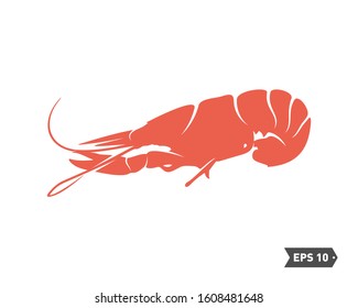 Shrimp logo design Vector. Isolated shrimp on white background. Prawns. Vector illustration.