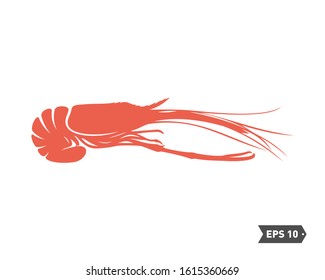 Shrimp logo design Vector. Isolated shrimp on white background. Prawns. Vector illustration.