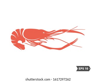 Shrimp logo design Vector. Isolated shrimp on white background. Prawns. Vector illustration.