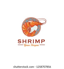Shrimp logo design, vector template
