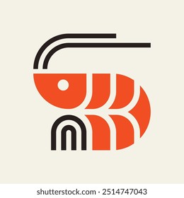 Logotipo del camarón. Diseño de iconos. Elementos de Plantilla