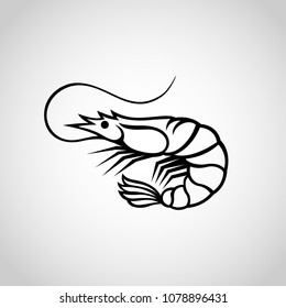 shrimp logo icon isolated on white background, Vector Illustration. 