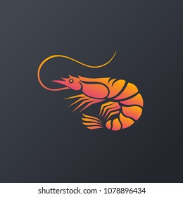 shrimp logo icon isolated on white background, Vector Illustration. 