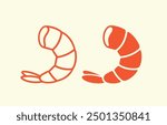 Shrimp logo. Isolated shrimp on white background. Prawns