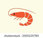 Shrimp logo. Isolated shrimp on white background. Prawns