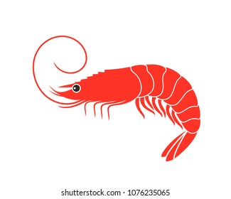 Shrimp Logo. Isolated shrimp on white background. Prawns

