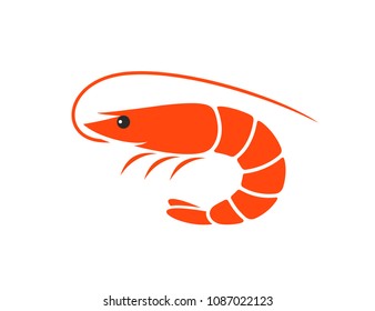 Shrimp Logo. Isolated Shrimp On White Background. Prawns