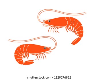 Shrimp Logo. Isolated shrimp on white background. Prawns




