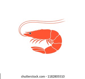 Shrimp Logo. Isolated shrimp on white background. Prawns



