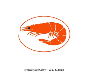 Shrimp logo. Isolated shrimp on white background. Prawns