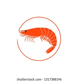 Shrimp logo. Isolated shrimp on white background. Prawns