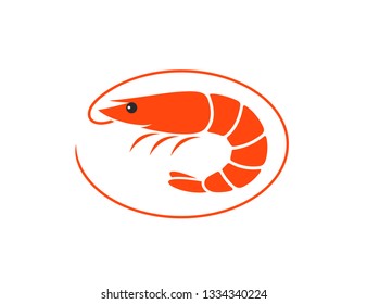 Shrimp logo. Isolated shrimp on white background. Prawns