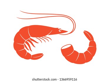 Shrimp logo. Isolated shrimp on white background. Prawns