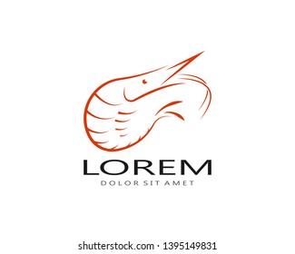 Shrimp logo. Isolated shrimp on white background. Prawns - Vector