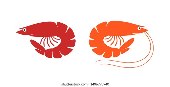 Shrimp logo. Isolated shrimp on white background. Prawns