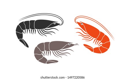 Shrimp logo. Isolated shrimp on white background. Prawns