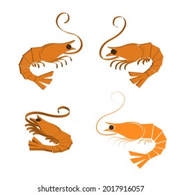 Shrimps-Logo. Garnelen einzeln auf weißem Hintergrund.