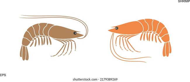 Shrimp logo. Isolated shrimp on white background. Prawns