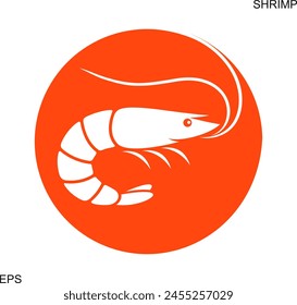 Shrimp logo. Isolated shrimp on white background. Prawns 