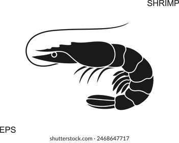 Shrimp-Logo. Isolierte Garnele auf weißem Hintergrund. Meeresfrüchte