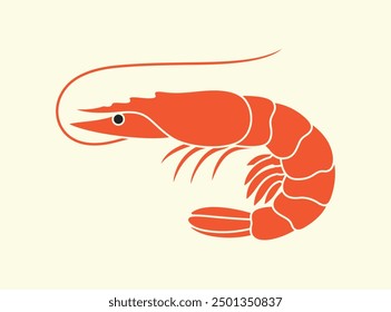 Shrimp logo. Isolated shrimp on white background. Prawns