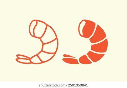 Shrimp logo. Isolated shrimp on white background. Prawns