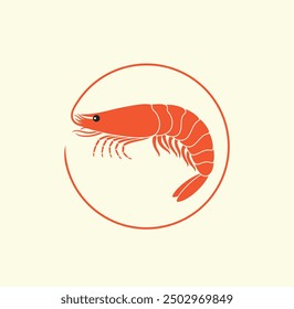 Shrimp logo. Isolated shrimp on white background. Prawns