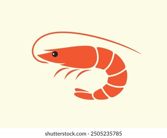 Shrimp logo. Isolated shrimp on white background. Prawns