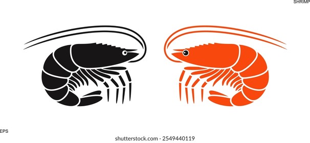 Shrimp logo. Isolated shrimp on white background. Seafood