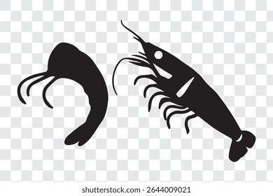 Logo do camarão. Camarão isolado em fundo branco 