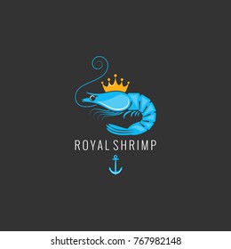 shrimp logo on black background