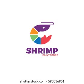 Shrimp logo, sea paint colors logo